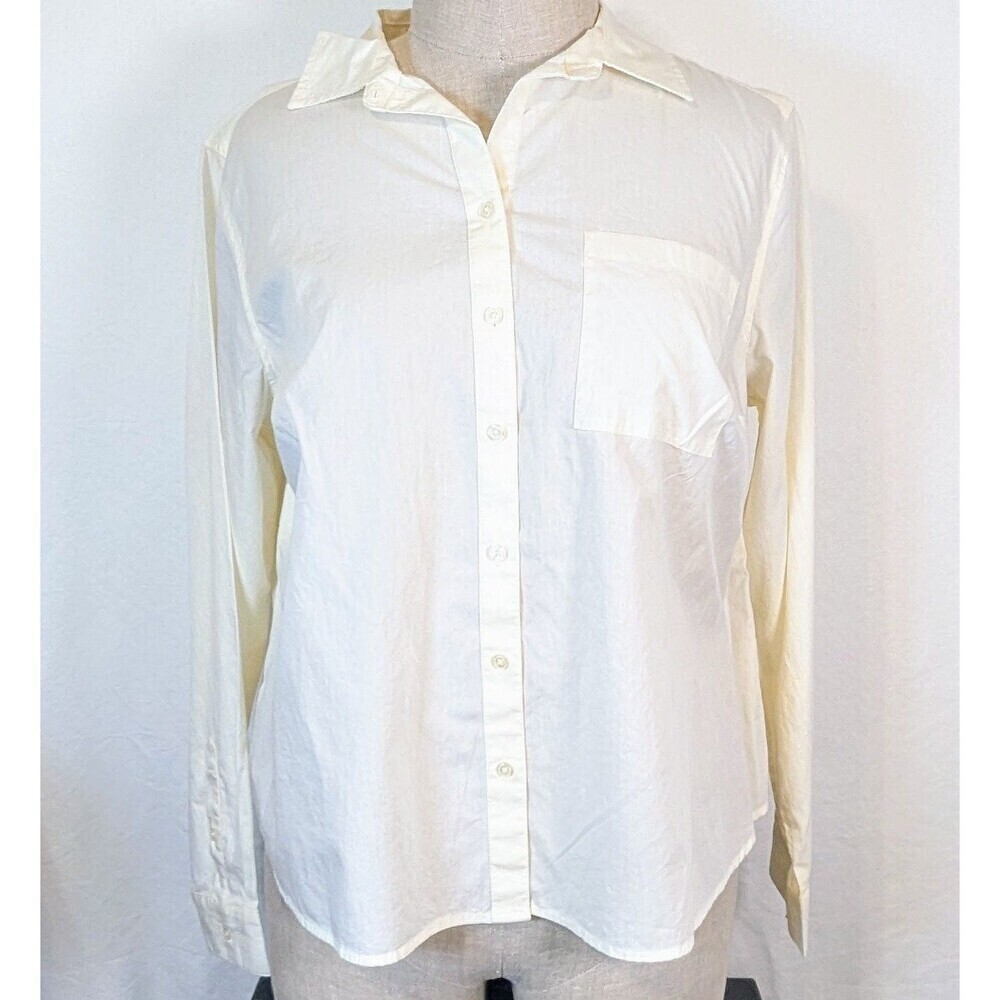 Wonderly Women’s 1X Off White Cotton Button Down Shirt Long Sleeve NWT